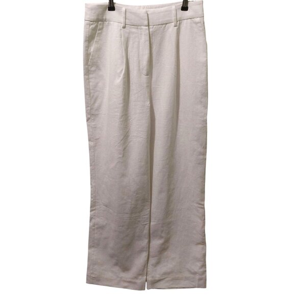 NWT Commense Womens White Linen-Blend Wide Leg Pants Small~Pockets~Spring~Summer - Picture 1 of 9